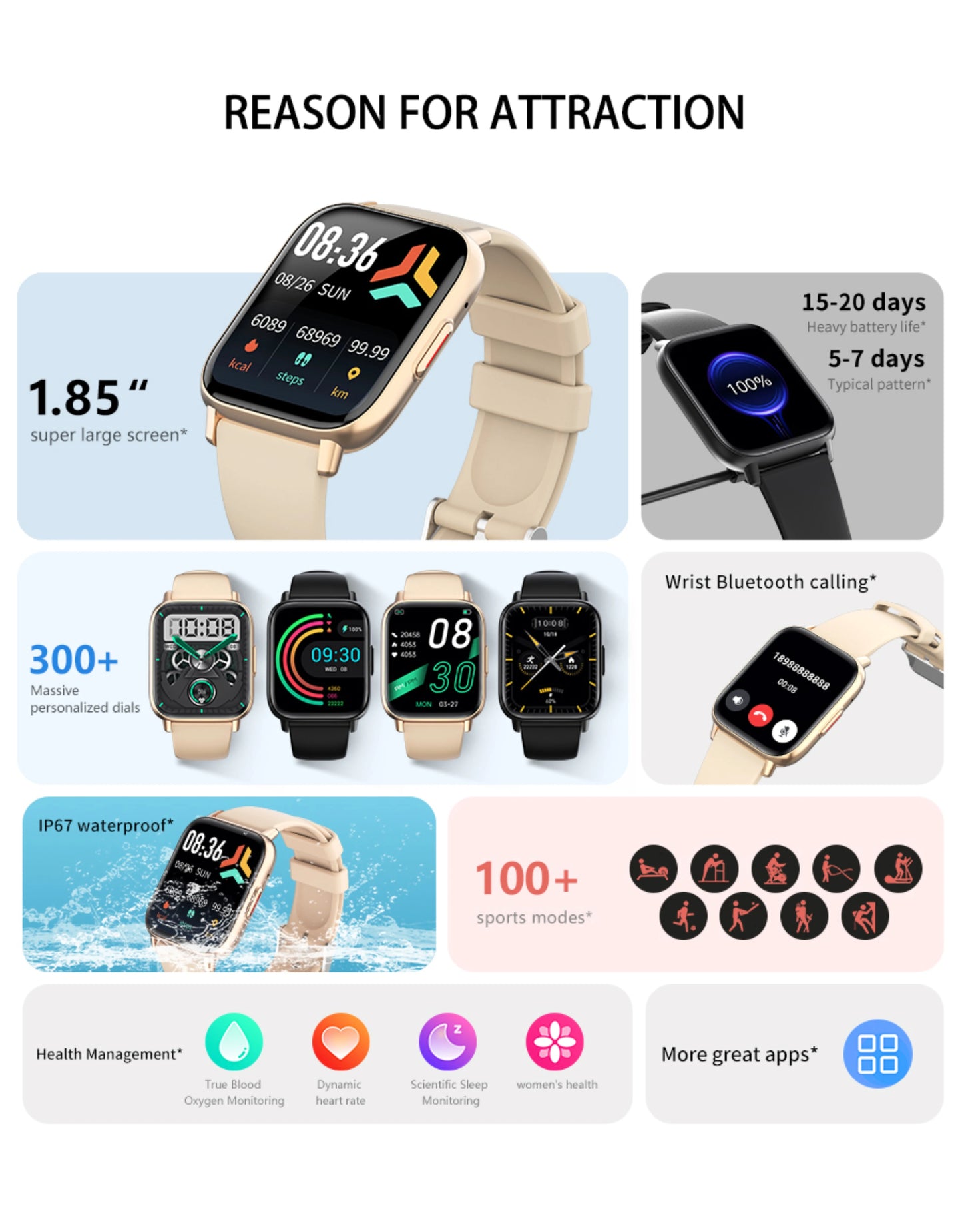 2024 New Women Men Smartwatch HD Bluetooth Call Heart rate Sports Track Ai Voice assistant IP67 Waterproof Smartwatch For Xiaomi