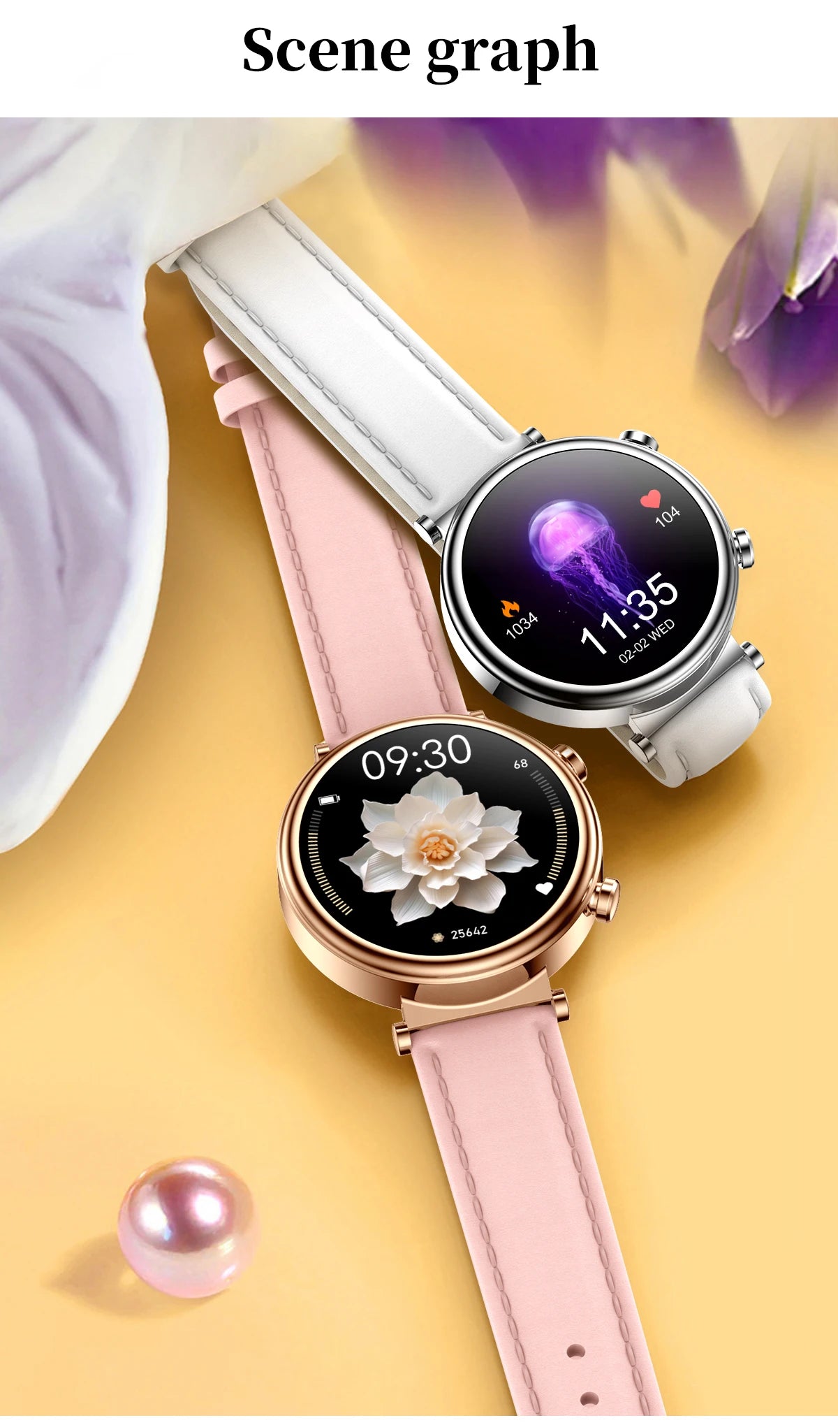 2024 Fashion Smart Watch for Women Lady Health Monitoring 1.27inch Screen IP68 Waterproof BT Calling Diamond Fashion Smartwatch