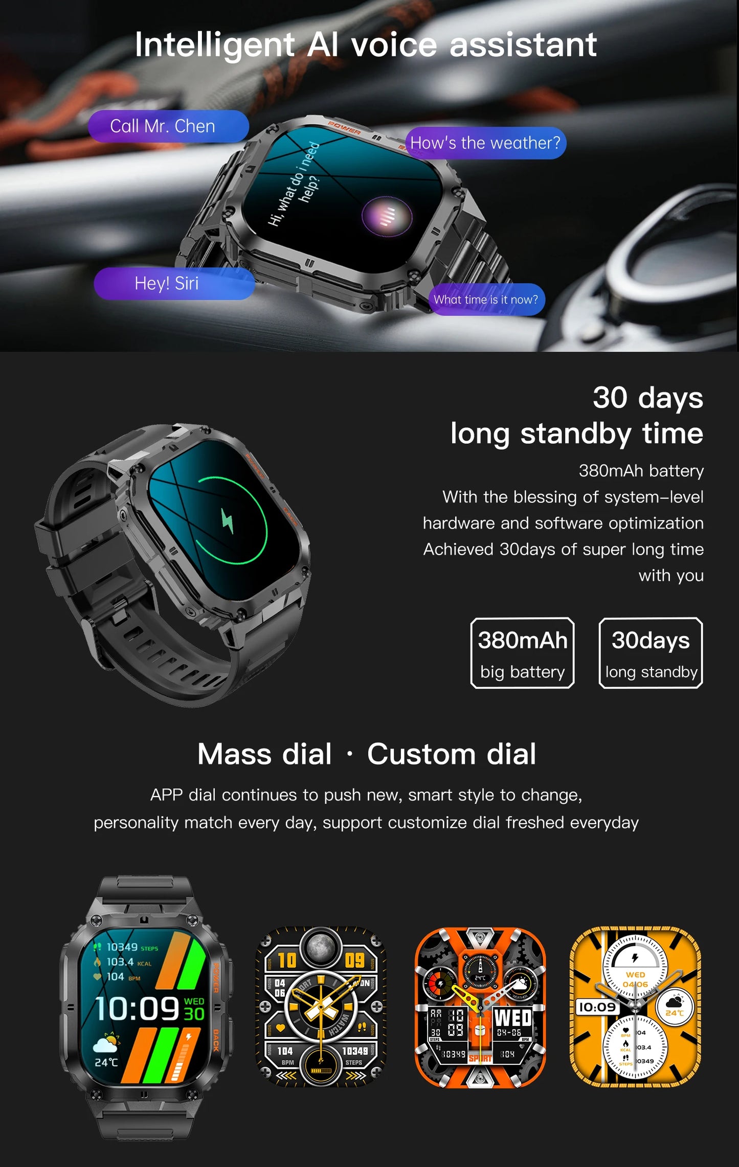 New 1.96-inch AMOLED screen high-definition Bluetooth call for men 2024 smartwatch fitness smartwatch suitable for Android IOS