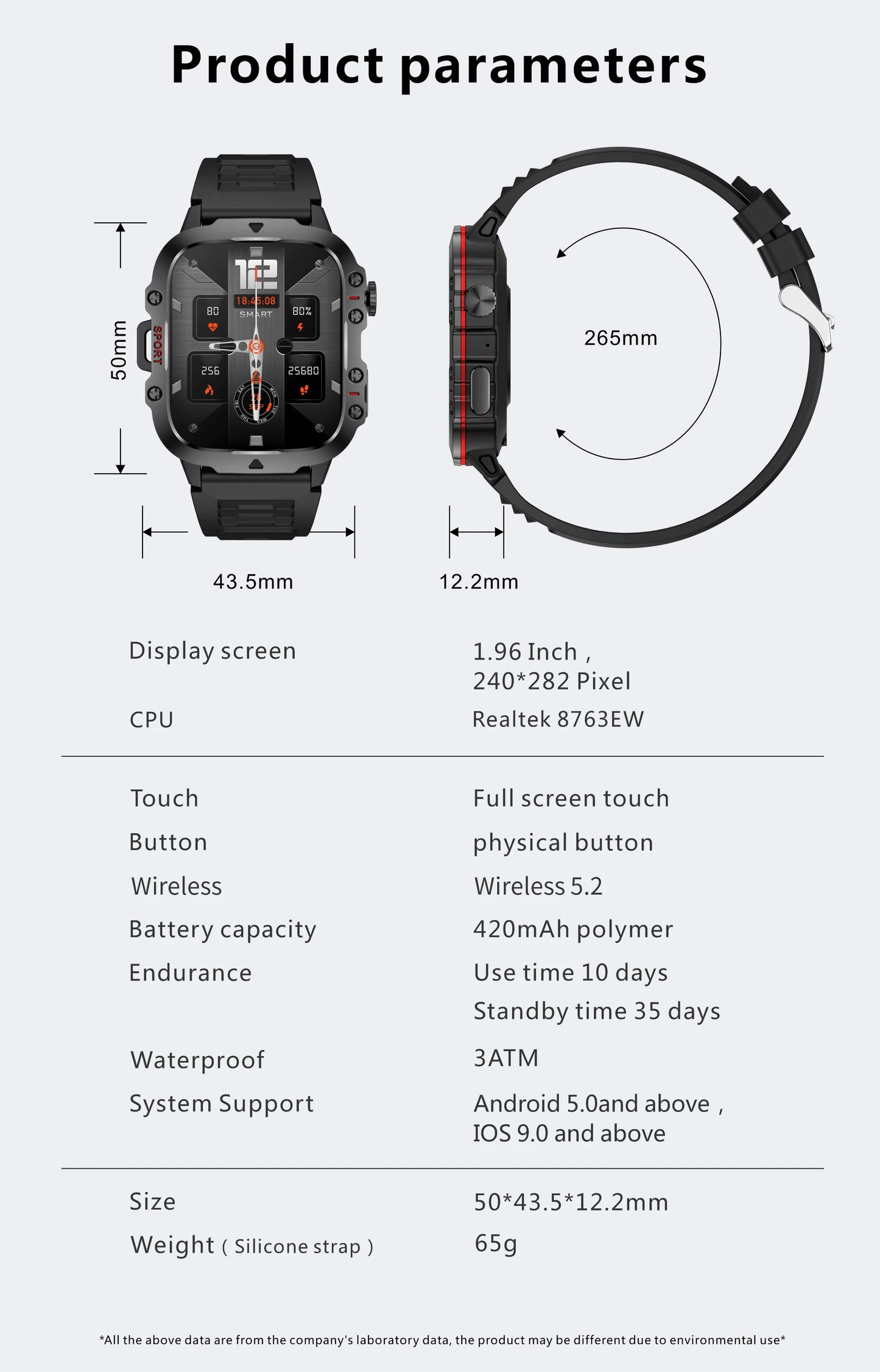 2024 New Men's Military Smart Watch 3TM Waterproof 2.01-inch Bluetooth Call AI Voice Women's Smartwatch Suitable for Android IOS