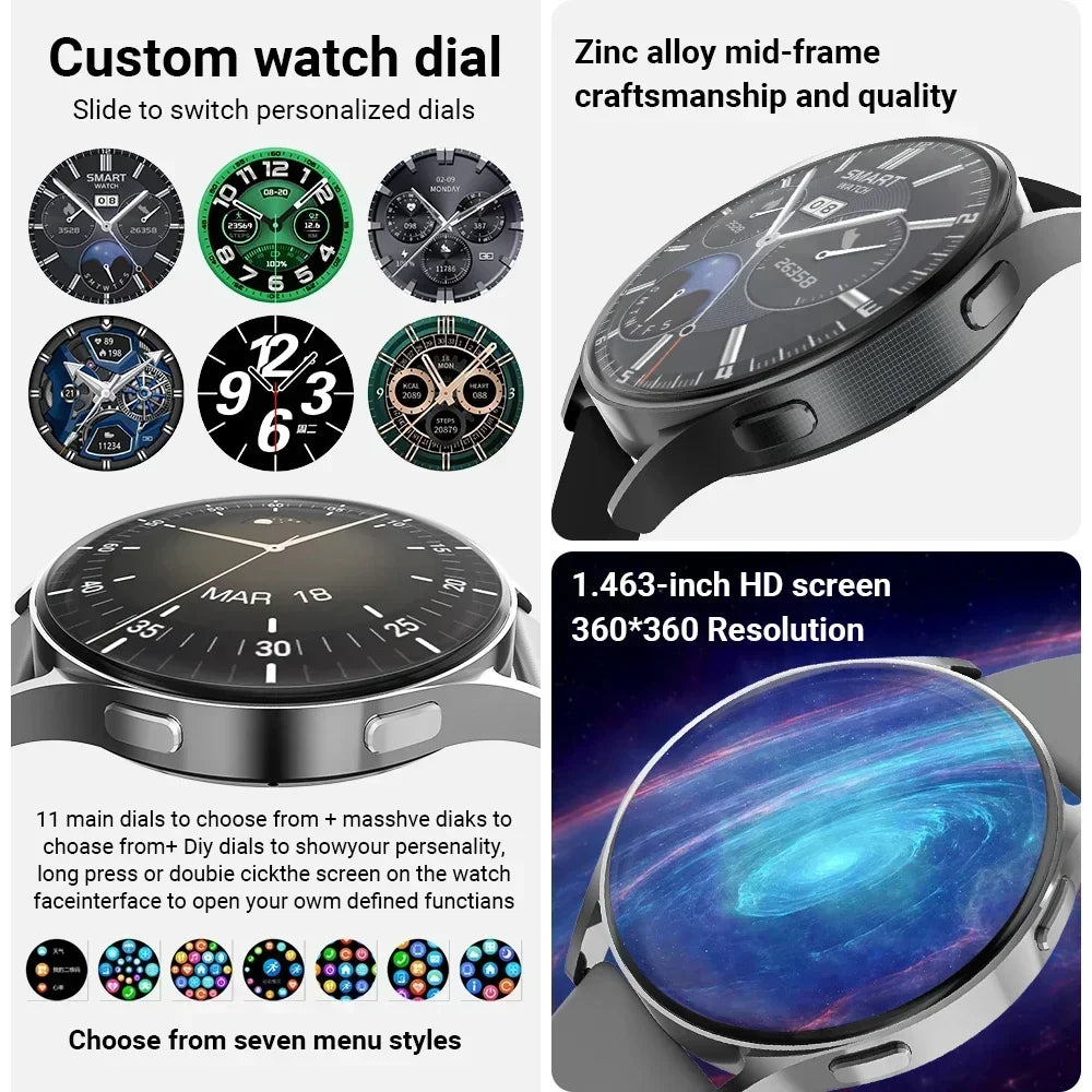 2024 Zordai Galaxy Smart Watch 6 Fashion Women Smart Watch Bluetooth Call AMOLED Screen Sports Smart Watch Men For Android IOS