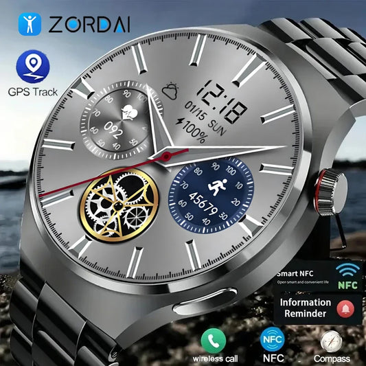 Zordai For HUAWEI GT4 Pro GPS Smart Watch Men 485*485 HD Screen IP68 NFC GPS Tracker Heart Rate Bluetooth Call SmartWatch 2024