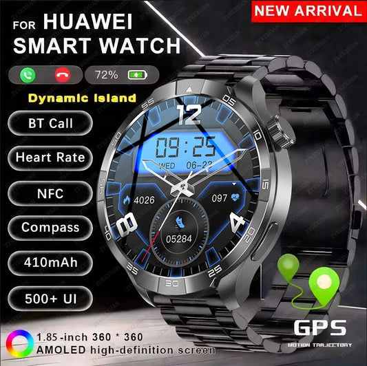 For HUAWEI Sports Waterproof Smart Bracelet Men Watch GPS NFC Compass 1.85 inch AMOLED Screen Bluetooth Call Smartwatch 2024 New