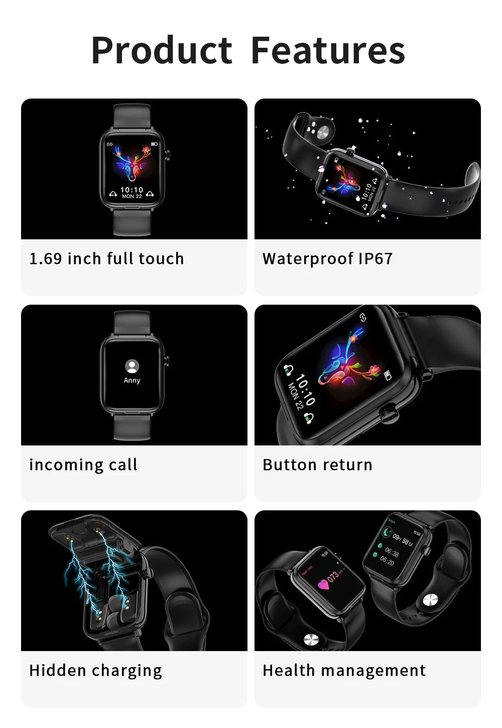 2024 New Smart Watch With Headset Two-in-one Full-touch Large Screen IP67 Waterproof Smartwatch Men Women Smart Bracelet Clock