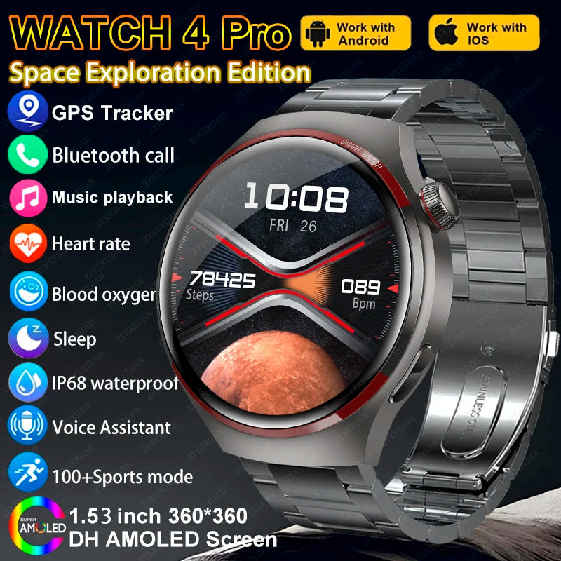 For Huawei WATCH 4 PRO Smart Watch Men Space Exploration Edition Bluetooth Call GPS NFC Heart Rate Sports SmartWatch 2024 New