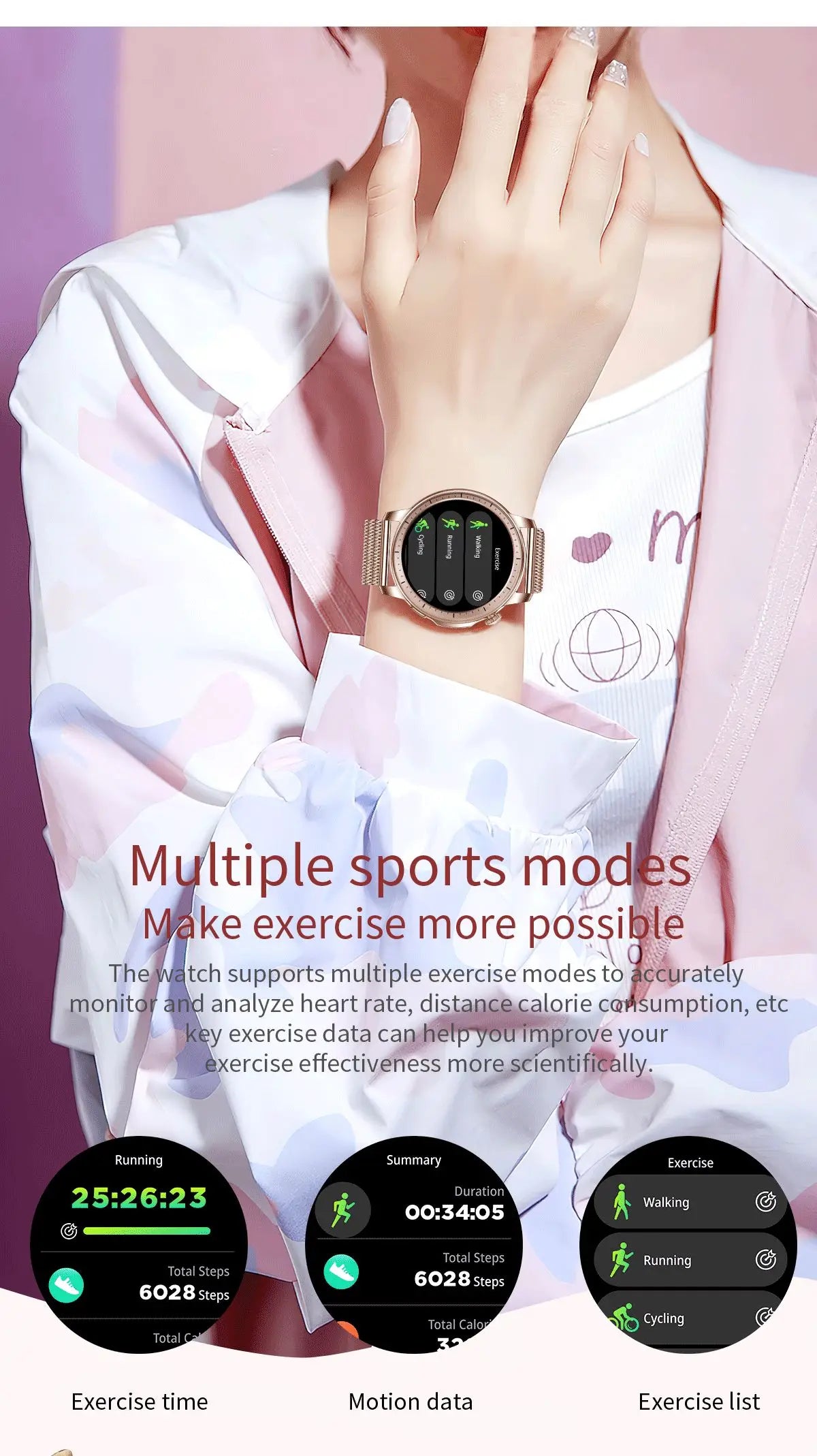 2024 New Fashion Smart Watch Women AMOLED HD Screen Sports Tracker Health Monitoring IP67 Waterproof Bluetooth Call smart watchs