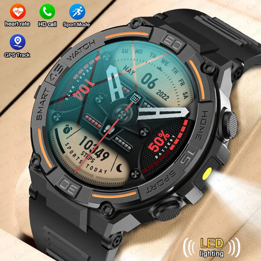 Rugged Military Smart Watch Men 360*360 HD Display Heart Rate GPS Sport Track Fitness Watches Bluetooth Call Smartwatch 2024 New