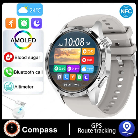 2024 New GPS NFC Smart Watch Men 1.53-inch 360*360AMOLED Screen Bluetooth Call IP68 Waterproof Men Smartwatch