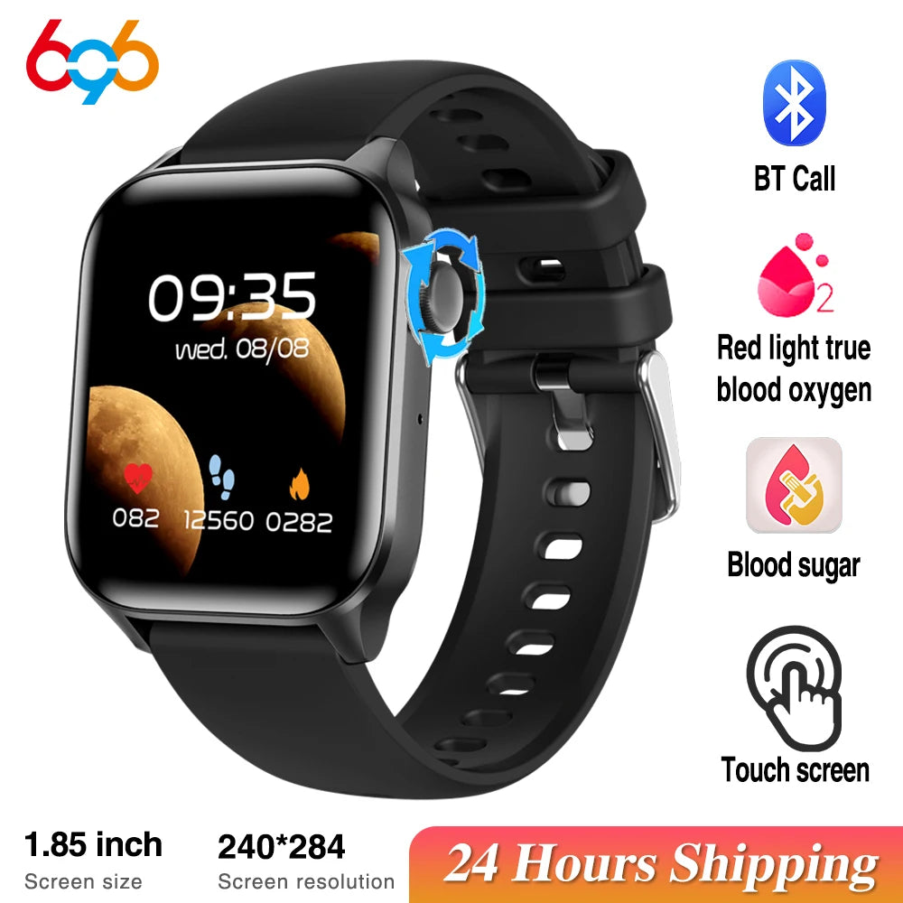 2024 New 1.85" Men Women Blue Tooth Call Smart Watch Heart Rate Blood Oxygen Sports Fitness Waterproof Bracelet Music Smartwatch