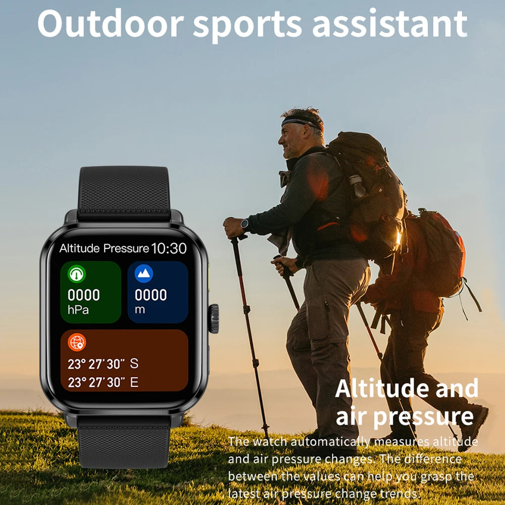 2024 New GPS Sports Smart Watch Men's 1.85 inch Health Tracker Voice Call Women Watches Blood Sugar Meter Smartwatch For Xiaomi