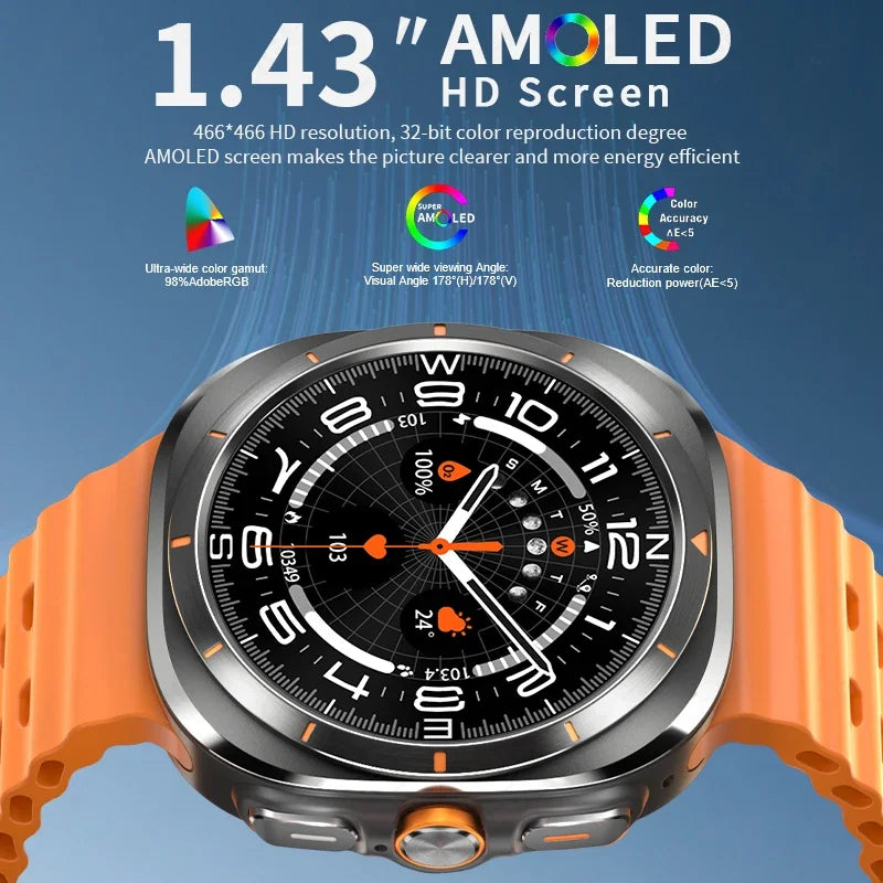 2024 New Smart Watch Men NFC Compass Bluetooth Call Outdoor Sport Watch For Xiaomi Huawei AMOLED Display Digital Smartwatch