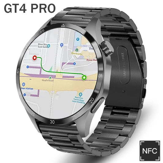 2024 New GPS Smart Watch 4 PRO Men Fitness Watch AMOLED Always Display HD Screen NFC BT Call Smartwatch Mens IP68 Waterproof