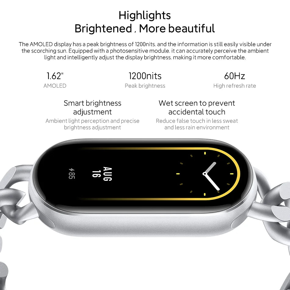 Global Version Xiaomi Smart Band 9 Mi Bracelet 8 Color AMOLED 1.62'' Screen Blood Oxygen Bluetooth 5.4 Miband Wrist Sport Watch