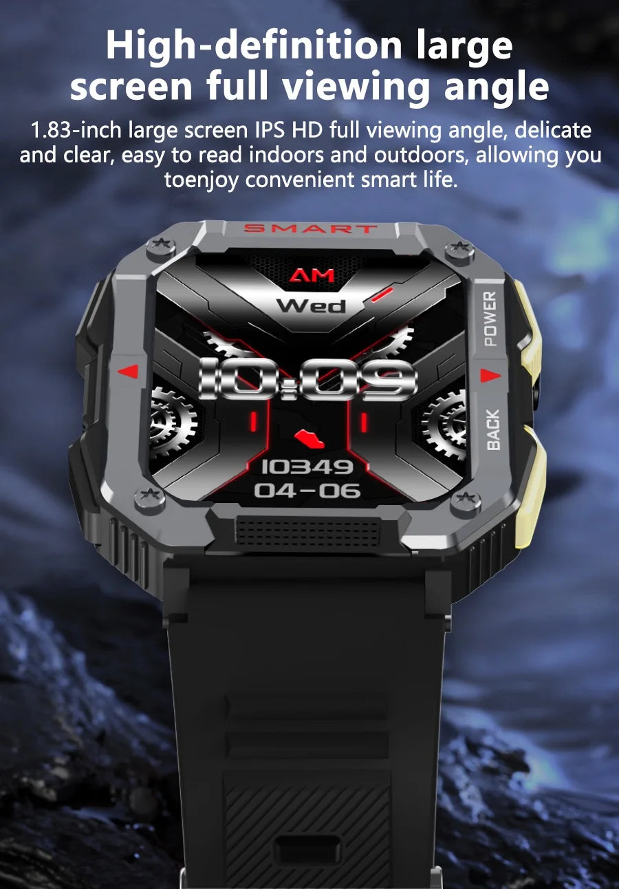 LIGE 2024 Men Smartwatch 1.83'' HD Screen Watches Outdoor Sport Bluetooth Call Fitness Watch for Android,iOS Black Wristwatch