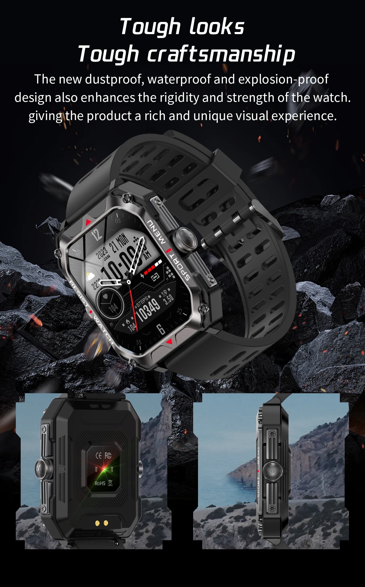 LIGE 2024 Men Smartwatch Outdoor Sport Bluetooth Call Fitness Smart Watch 2.02'' HD Screen Digital Watches for Android,iOS Phone