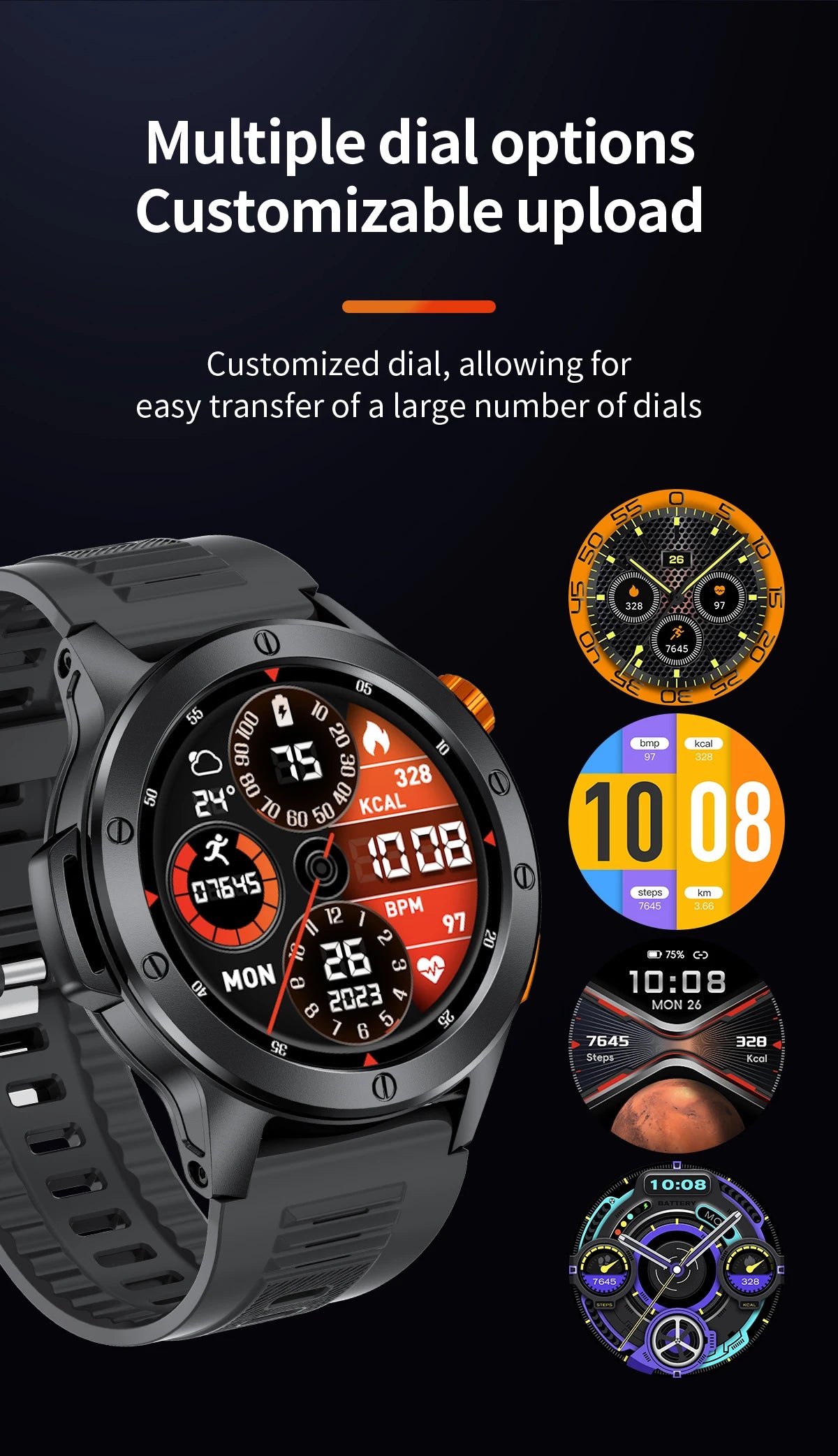 2024 New Smart Watch AMOLED Smart Watch Men with Flashlight Sports Waterproof Fitness Tracker Bluetooth Call Smartwatch Man+Box