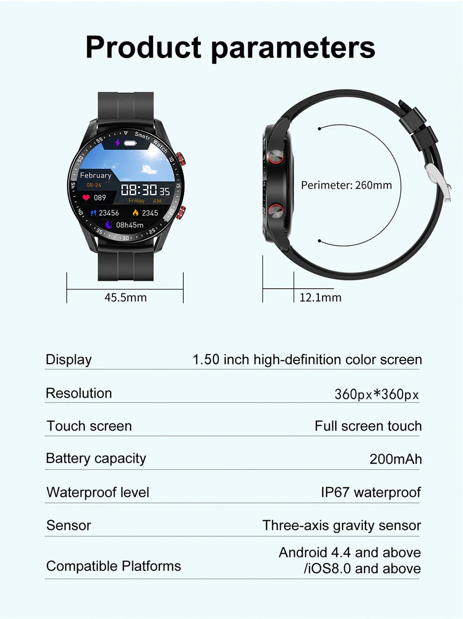 2024 New For GT3 Pro Smartwatch Men GPS Tracker ECG+PPG Heart rate Blood oxygen Waterproof Bluetooth Call Smart Watch For Huawei