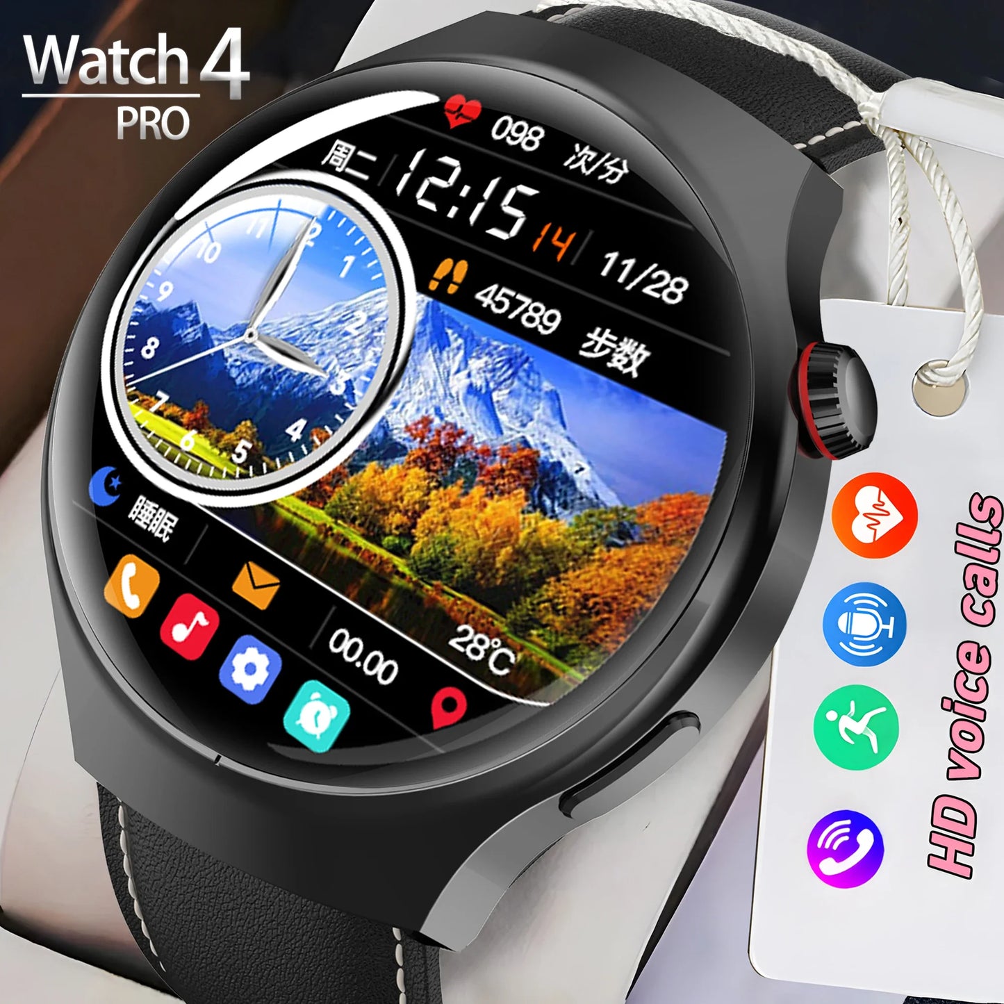 2024 New WATCH 4 PRO Smart Watch Men Watch 4 Pro AMOLED HD Screen Sports Fitness Bluetooth Call Heart Rate SmartWatch 2024 New