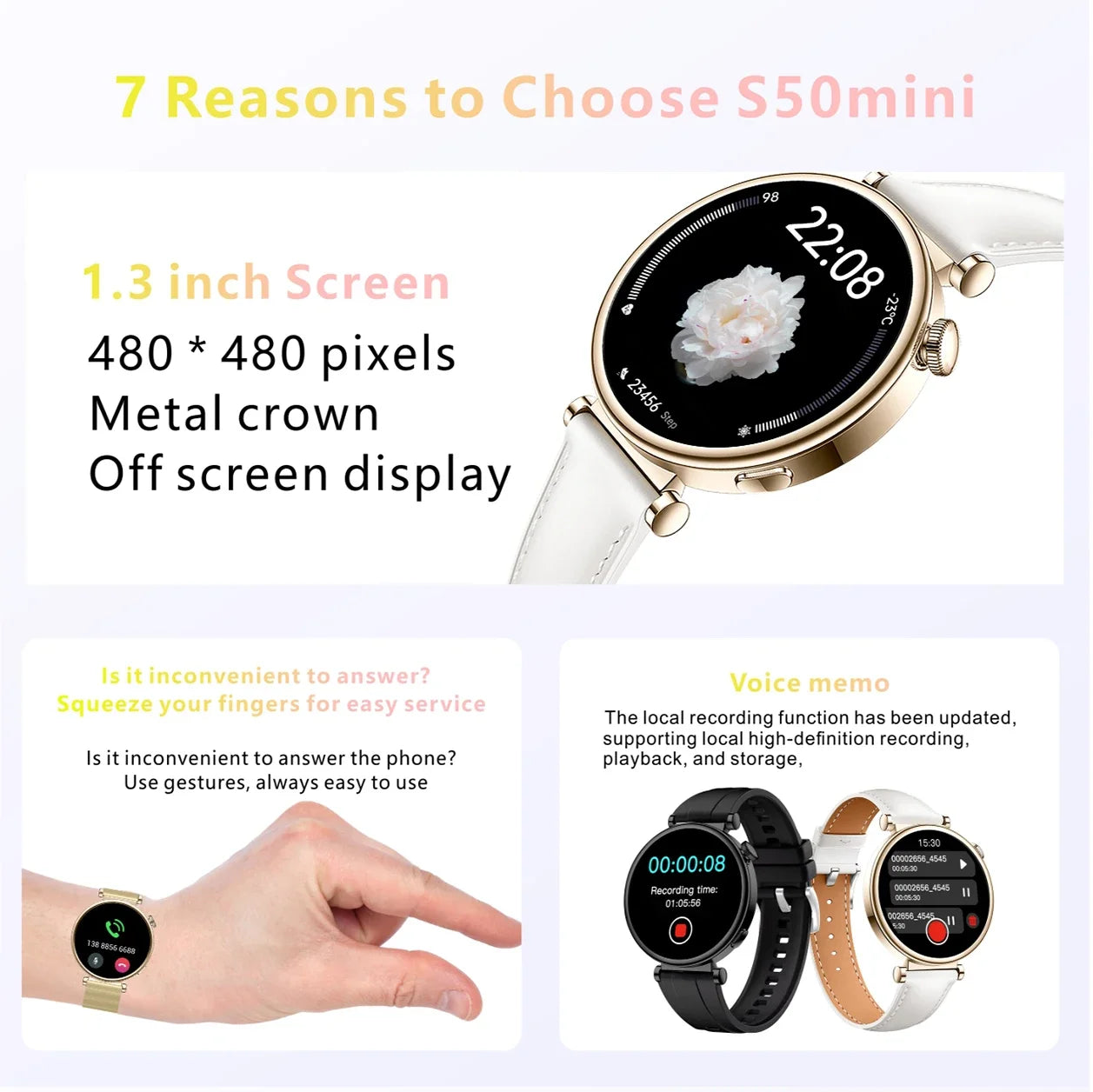 NCZOBOE 2024 New Fashion Smart Watch For Men Women  GPS Motion Track 24 Hours Health Monitoring Voice Calling SmartWatch Ladies