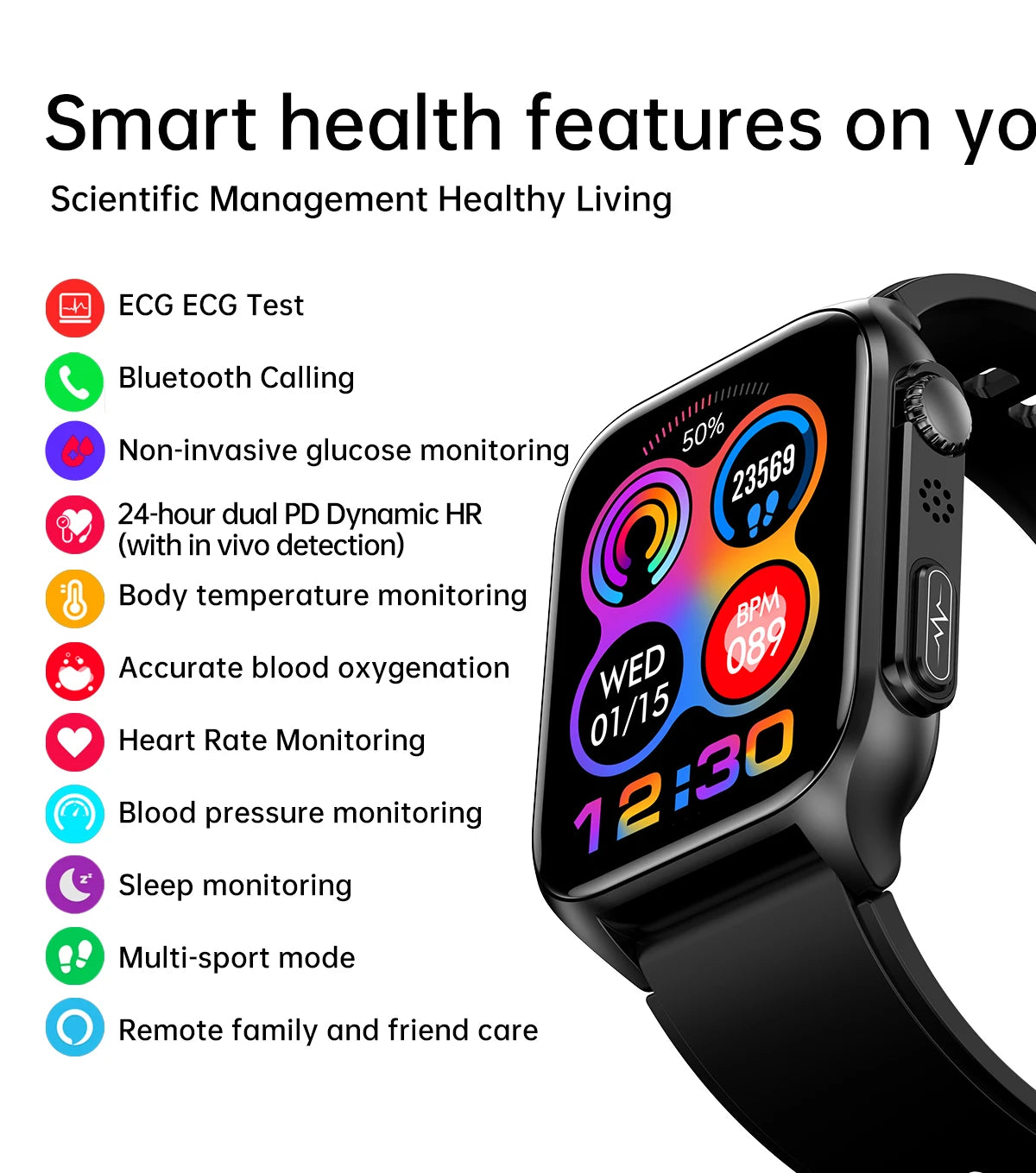 2024 New Bluetooth Call Blood Glucose ECG+PGG Smart Watch Men Heart Rate Blood Pressure Oxygen Body Temperature IP67 SmartWatch