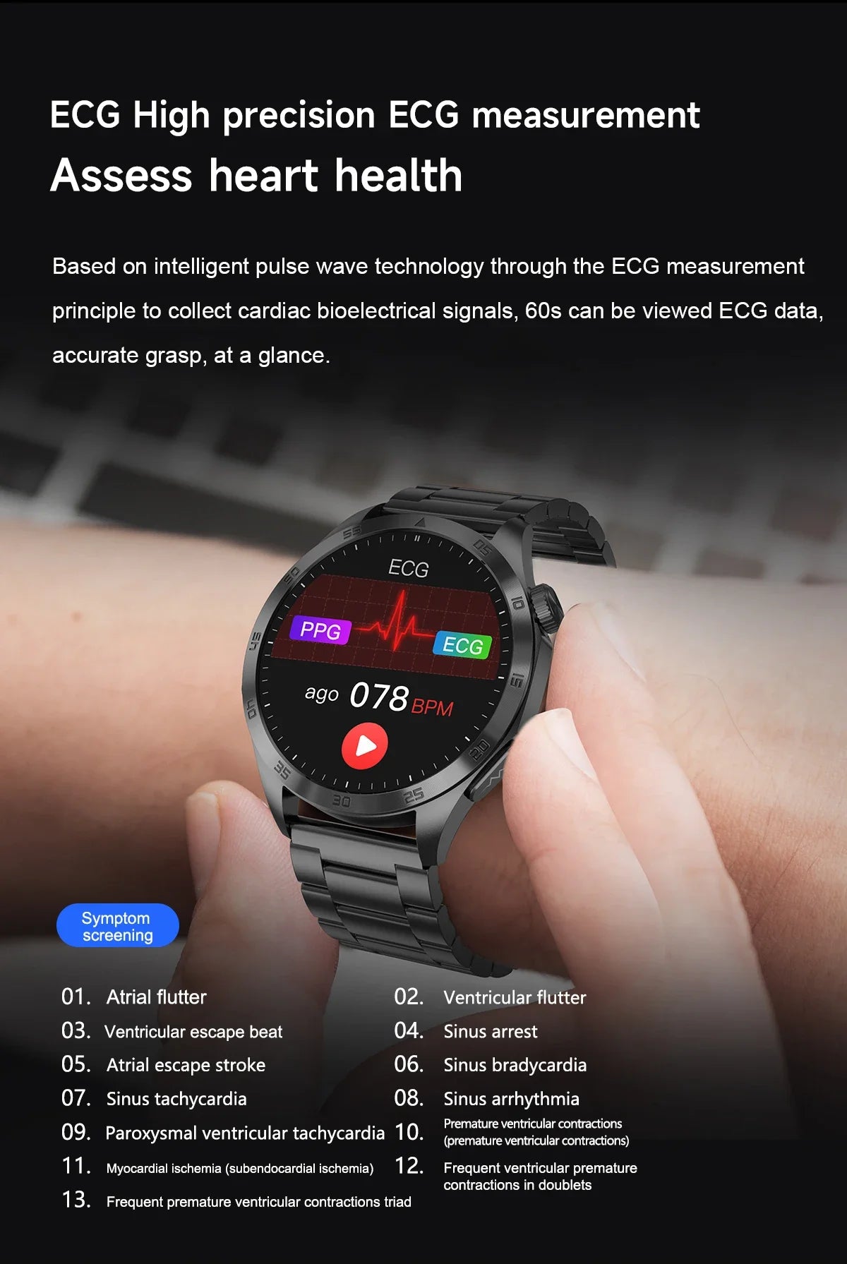 2024 New Medical High-end Blood Sugar Smart Watch Men Organ testing Blood Fat Uric acid ECG+PPG Health smartwatch For Huawei IOS