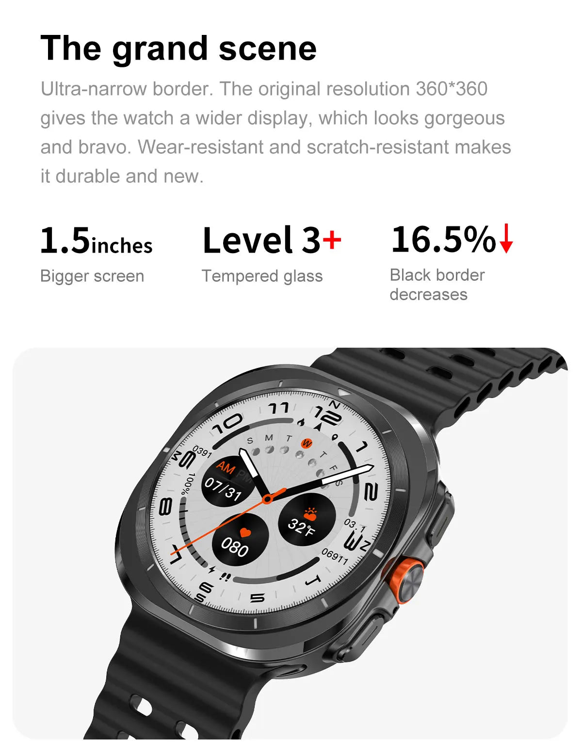 DT Watch Ultra Men Women Sport Smart Watch USB Mode Photo Album Local Music NFC Compass Smartwatch for Samsung Android IOS 2024