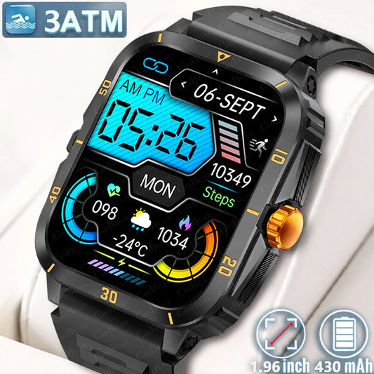 2024 Outdoor Military 3ATM Waterproof Smart Watch Men 430mAh Battery Sports Fitness Watches Bluetooth Call Smartwatch App:Da Fit