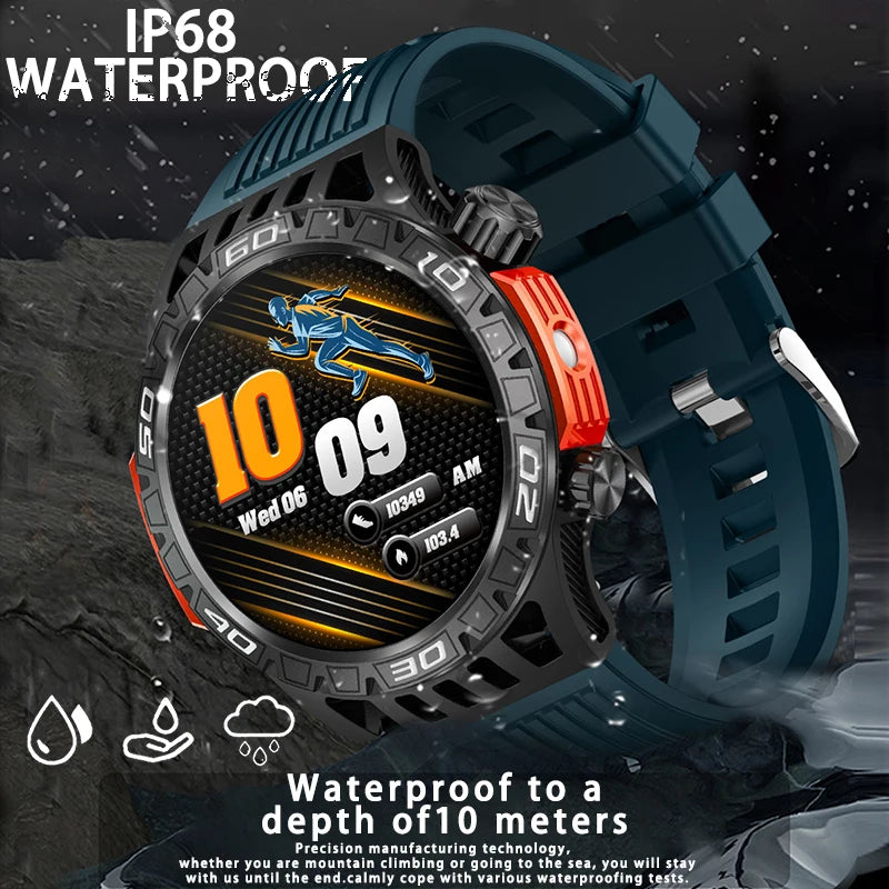 2024 New Outdoor Smart Watch Men With Flashlight Sport Fitness Bracelet Blood Pressure IP68 Waterproof Smartwatch For Android