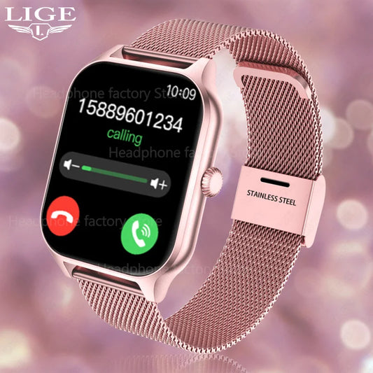 Lige Bluetooth Call Ladies Smart Watch 1.83inch Screen Heart Rate Waterproof Sport Bracelet For New 2024 Xiaomi Smartwatch Women