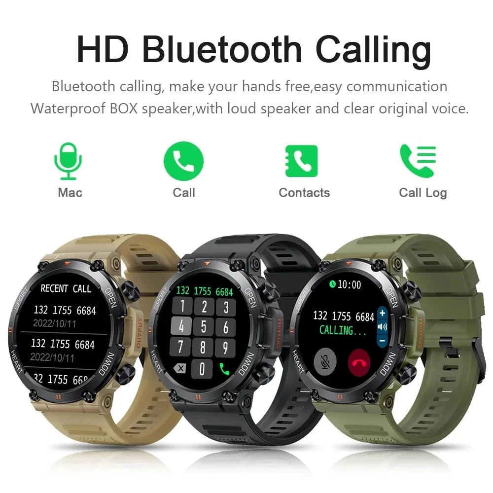 2024 New Smart Watch Men Military Health Monitor 1.39'' Bluetooth Call Fitness Waterproof Sport Smartwatch for IOS Android Phone