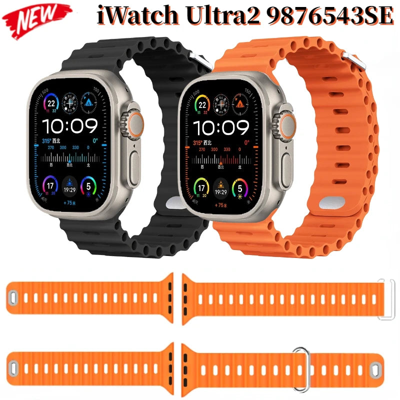 Ocean Strap for Apple Watch Ultra2 Band 49mm 9 8 7 45mm 41mm Silicone Bracelet Wristband for 6 5 4 3 SE 44mm 40mm 42mm 38mm Band