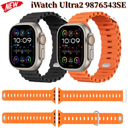 Ocean Strap for Apple Watch Ultra2 Band 49mm 9 8 7 45mm 41mm Silicone Bracelet Wristband for 6 5 4 3 SE 44mm 40mm 42mm 38mm Band