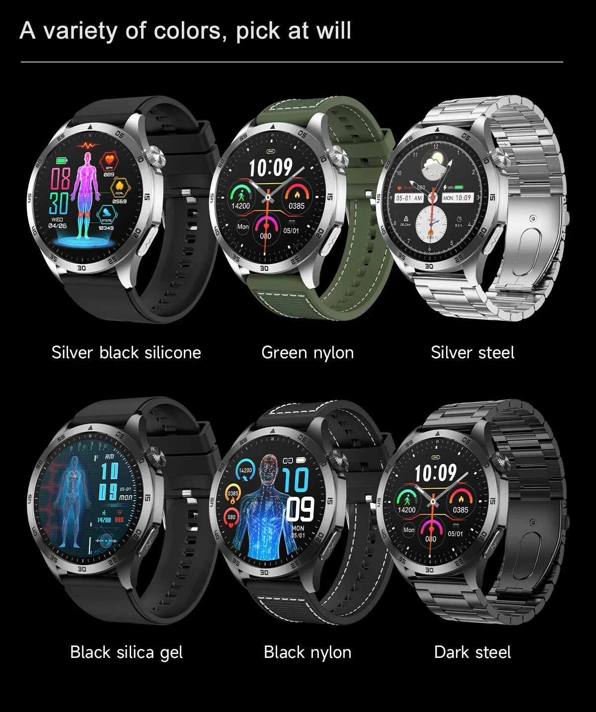 2024 New ECG+PPG Smart Watch Men Blood Lipids Uric Acid Blood Glucose Fitness Tracker Clock Heart Rate Bluetooth call smartwatch