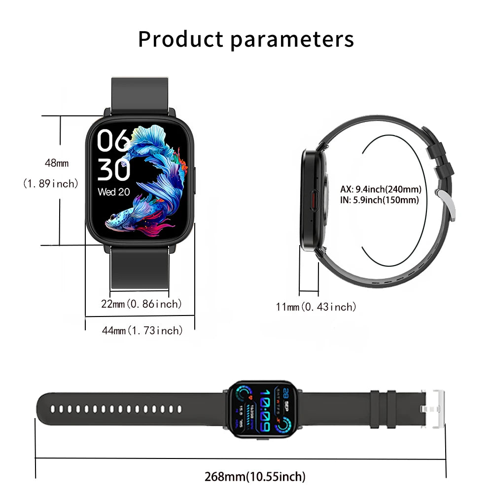 Vitality Smartwatch Baron And Women 2.01” HD 240*296 Bluetooth Call Fitness Tracker Heart Rate Step Count Diy Faces Sports Watch