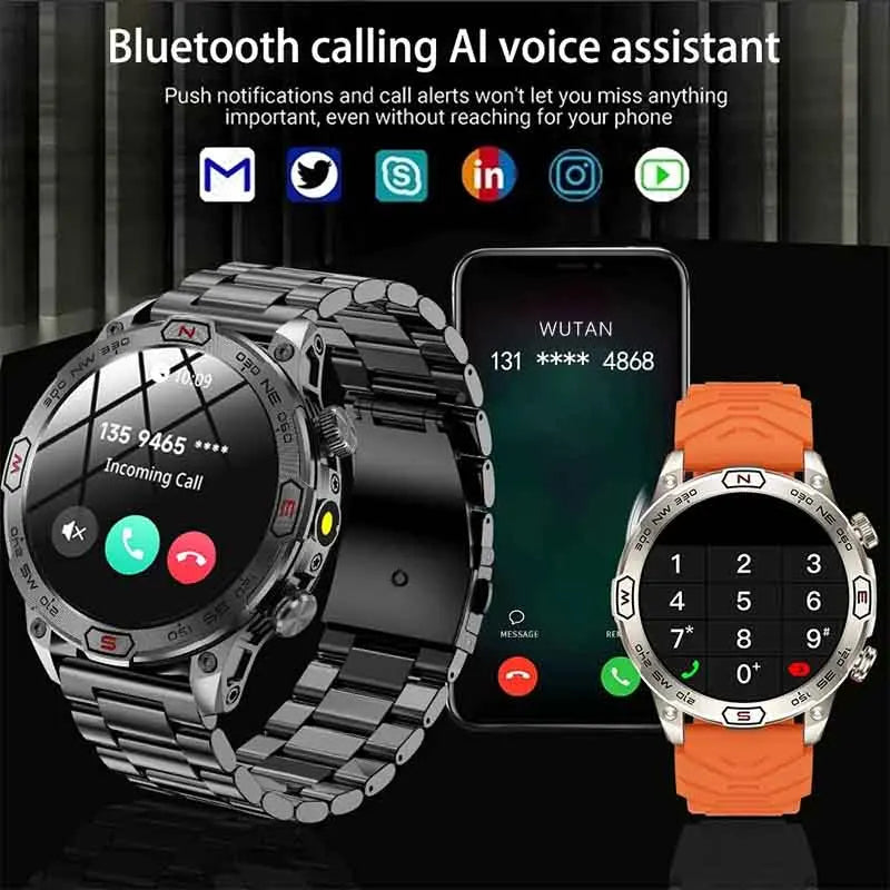 2024 New Outdoor Military GPS Smart Watch Men AMOLED HD Screen Heart Rate Blood Pressure Bluetooth Call Waterproof Smartwatches