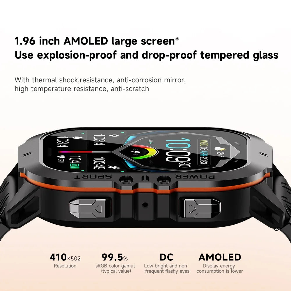 For Android IOS Smart Watch Men Bluetooth Call AMOLED 1ATM Waterproof Smartwatch Men 2024 Health Monitor Clock Fitness Tracker