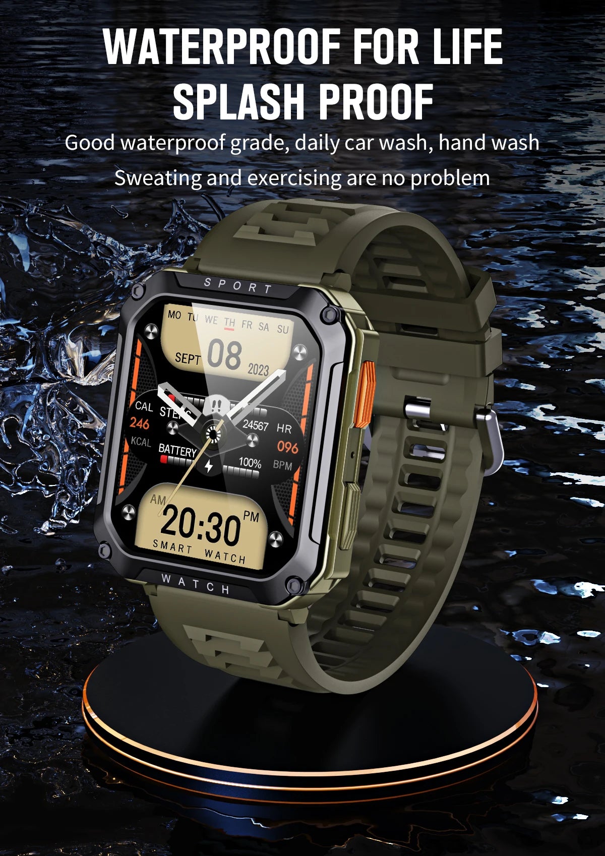 Men Smart Watch For Android IOS Fitness Watches IP67 Waterproof Military Healthy Monitor AI Voice Bluetooth Call Smartwatch 2024