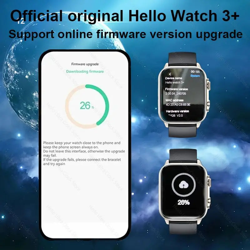 Smartwatch 2024 New Official Original Hello Watch 3 Plus 49mm ULTRA AMOLED 4G ROM NFC GPT Compass Bluetooth Call Clock Men Women