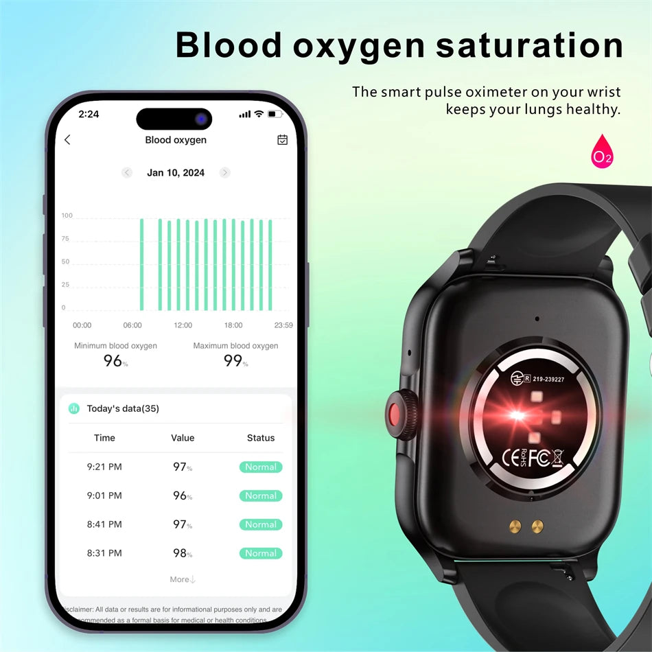 2024 New For Xiaomi Huawei Smart Watch Men Women Heart Rate Blood Pressure Blood Oxygen Tracker Bluetooth Call Smartwatches Man