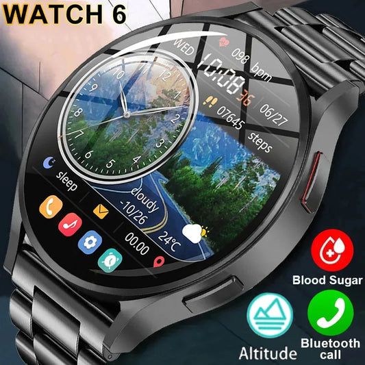 2024 NEW Watch 6 AMOLED GPS Sport Tracker Compass Smart Watch Men Blood Sugar Bluetooth Call NFC Waterproof Smartwatch Women