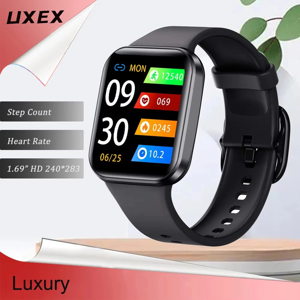 Luxury Smartwatch Bracelet Men And Women 1.69” HD 240*280 Multifunction Health Monitoring Heart Rate Diy Faces Sports Watch UXEX