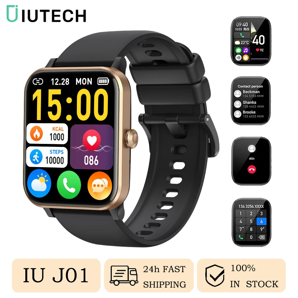 IUTECH J01 Smart Watch 2024 1.85"Bluetooth Calls Waterproof Sport Smartwatch Custom Dial Bracelet Fitness SmartWatch Men Women