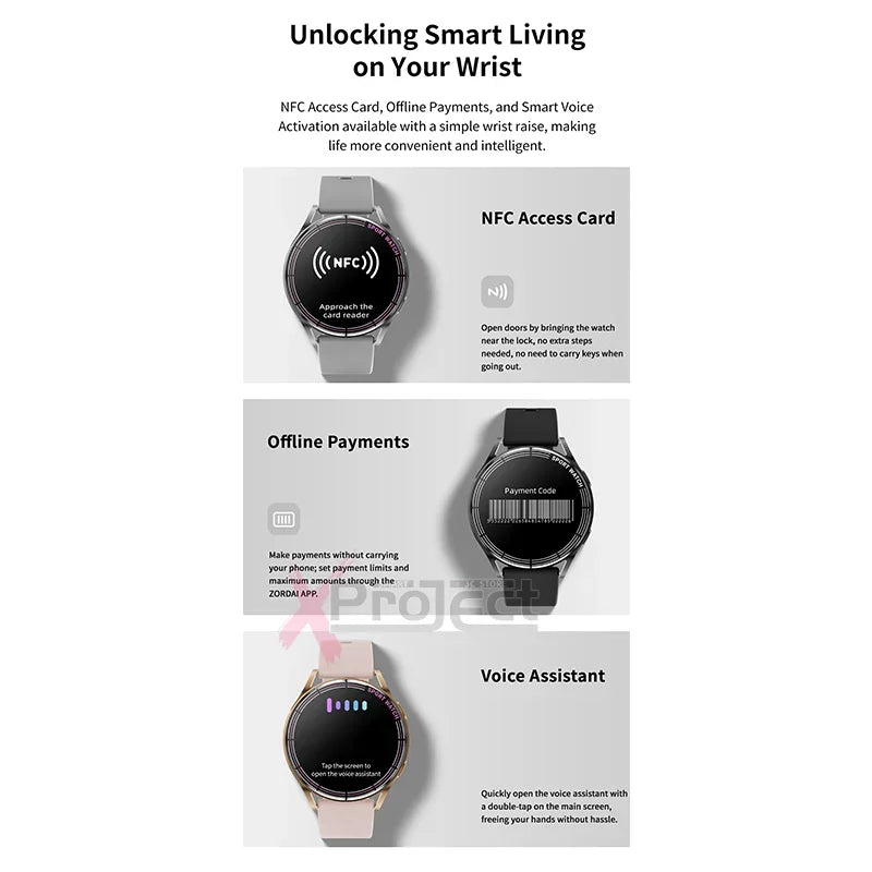 ZORDAI OD5 PRO Smart Watch for Men Women HD Display Bluetooth NFC Dial Call Smartwatch 2024 Outdoor Fitness Tracker Watches