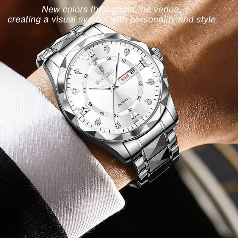 2024 Luxury Men Watch High Quality Waterproof Luminous Men's Wristwatch Date Week Man Watches Quartz Clocks durable