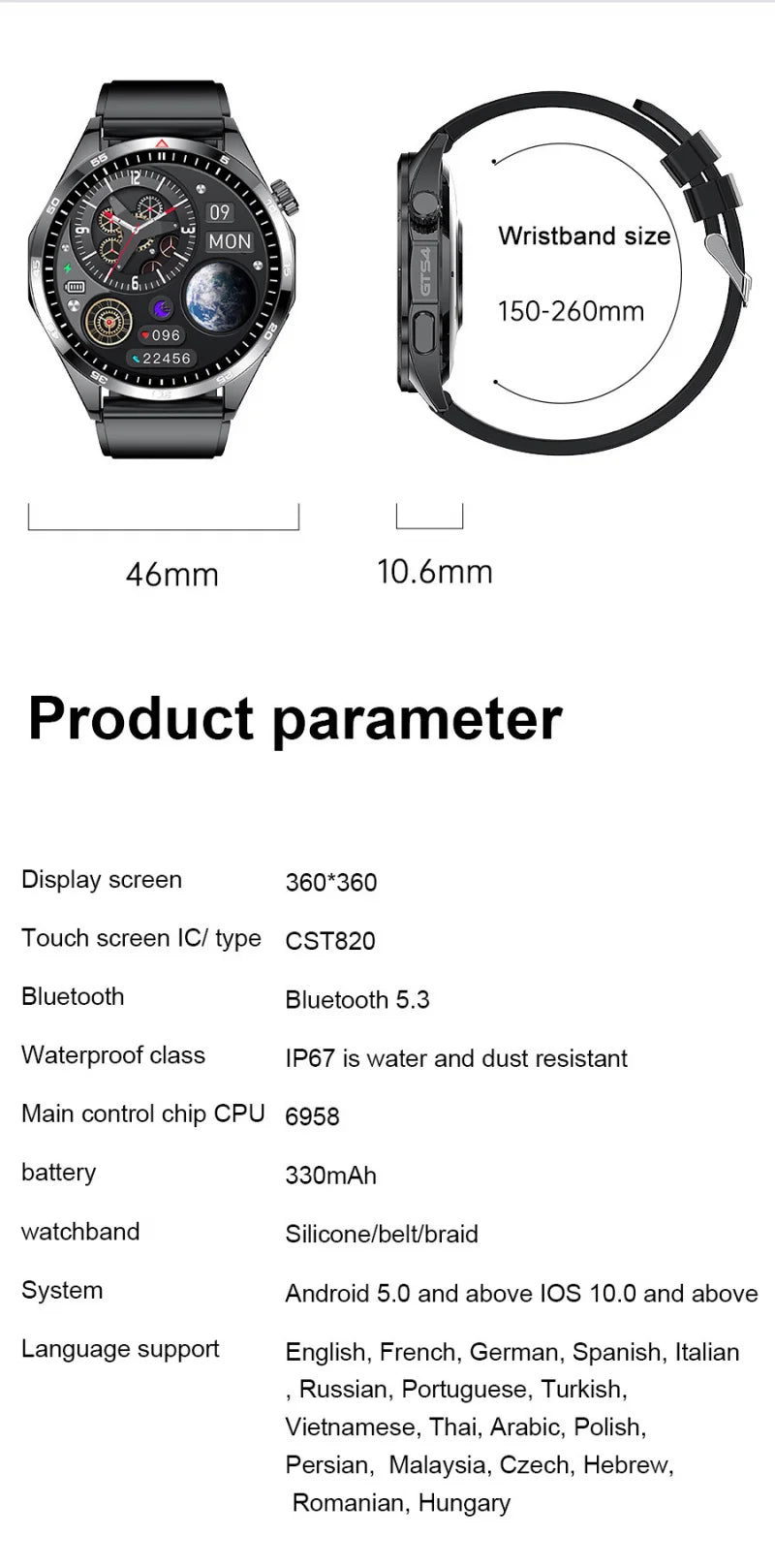 2024 New Smartwatch Men 1.5" Color Screen Full Touch Dial Outdoor Sports Waterproof Bluetooth Call Health Check Man Smart Watch