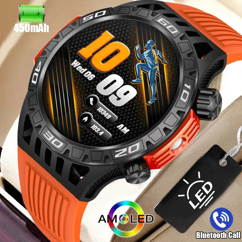 2024 New Men Compass Smart Watch Outdoor flashlight Sports IP68 Waterproof 450mah large battery Bluetooth Call Sport Smart Watch