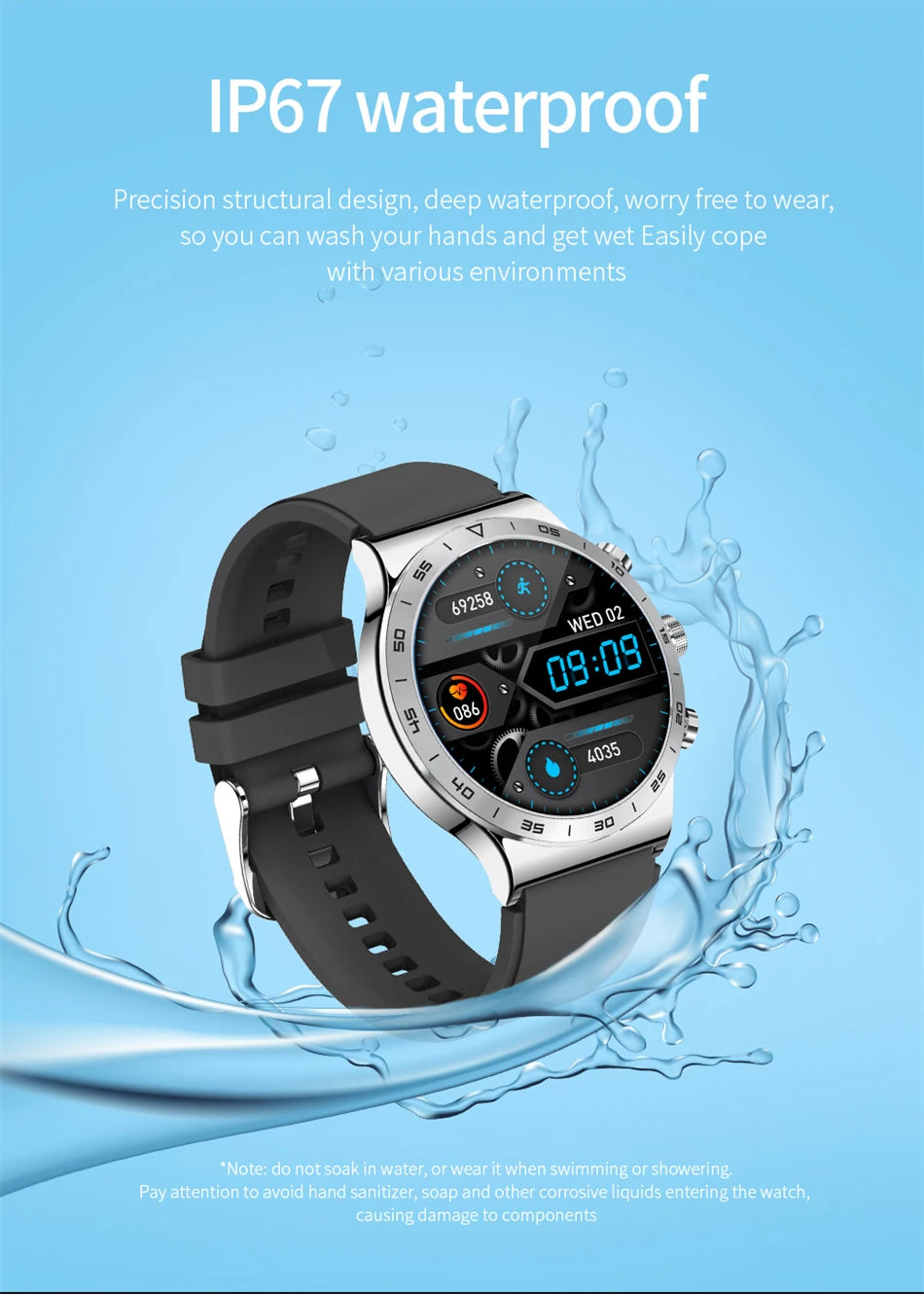 2024 Bluetooth call smartwatch Men AMOLED screen Steel Band Watch Full Touch Fitness  Clock Multi dial function Men smartwatch