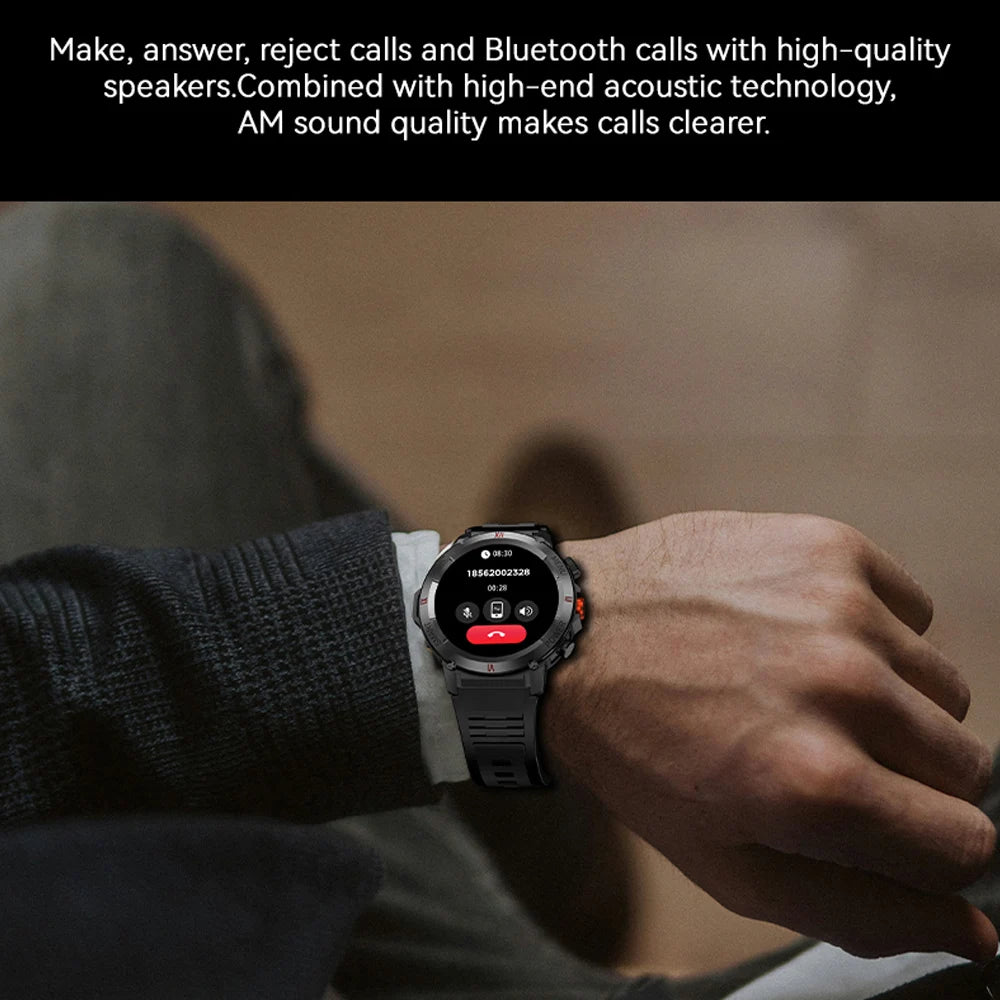 2024 New LED Flashlight Smart Watch Men 1.46 inch AI Voice GPS Motion Track IP68 Waterproof Full Touch Screen Calling SmartWatch