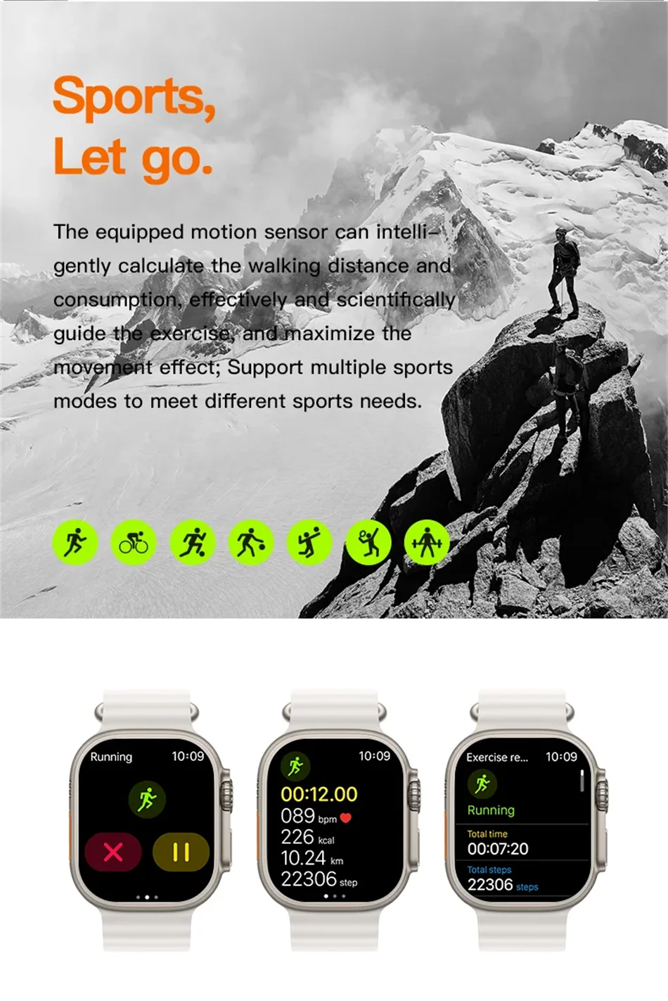 2024 T10 Ultra 2 Smart Watch Men 49mm Series 8 2.3"AMOLED Screen NFC Com pass Waterproof For Apple Watch lwO Ultra 8 Smartwatch