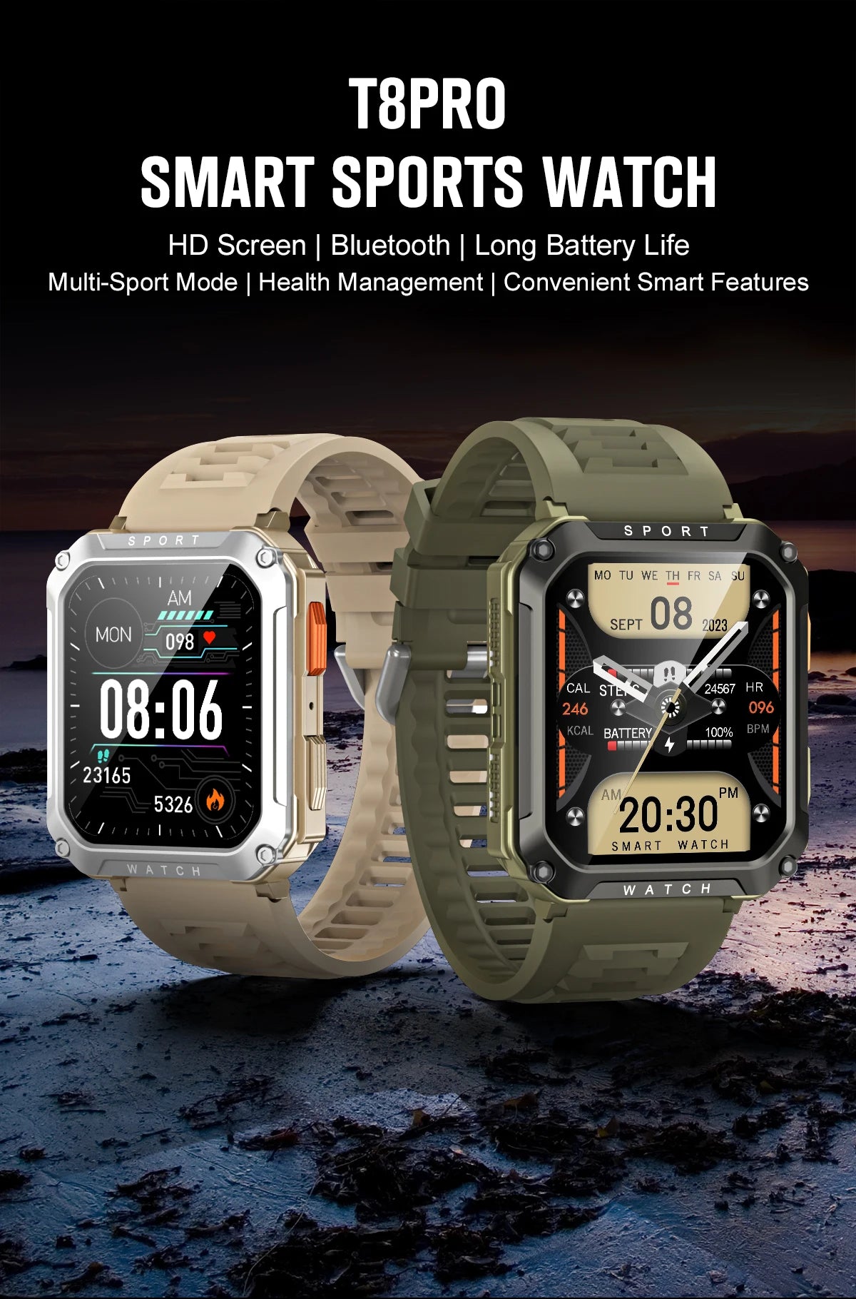 Men Smart Watch For Android IOS Fitness Watches IP67 Waterproof Military Healthy Monitor AI Voice Bluetooth Call Smartwatch 2024